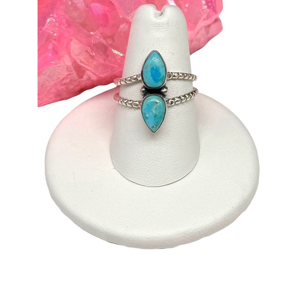 Kingman Mohave Turquoise Ring Size 7.5 Solid 925 Sterling Silver